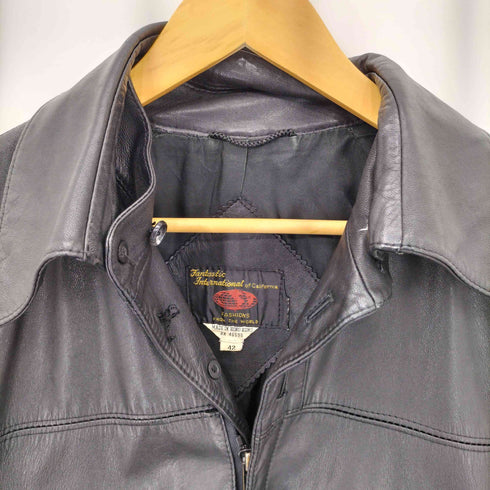 香港製 デタッチャブルカラージップアップ レザージャケット メンズ  42